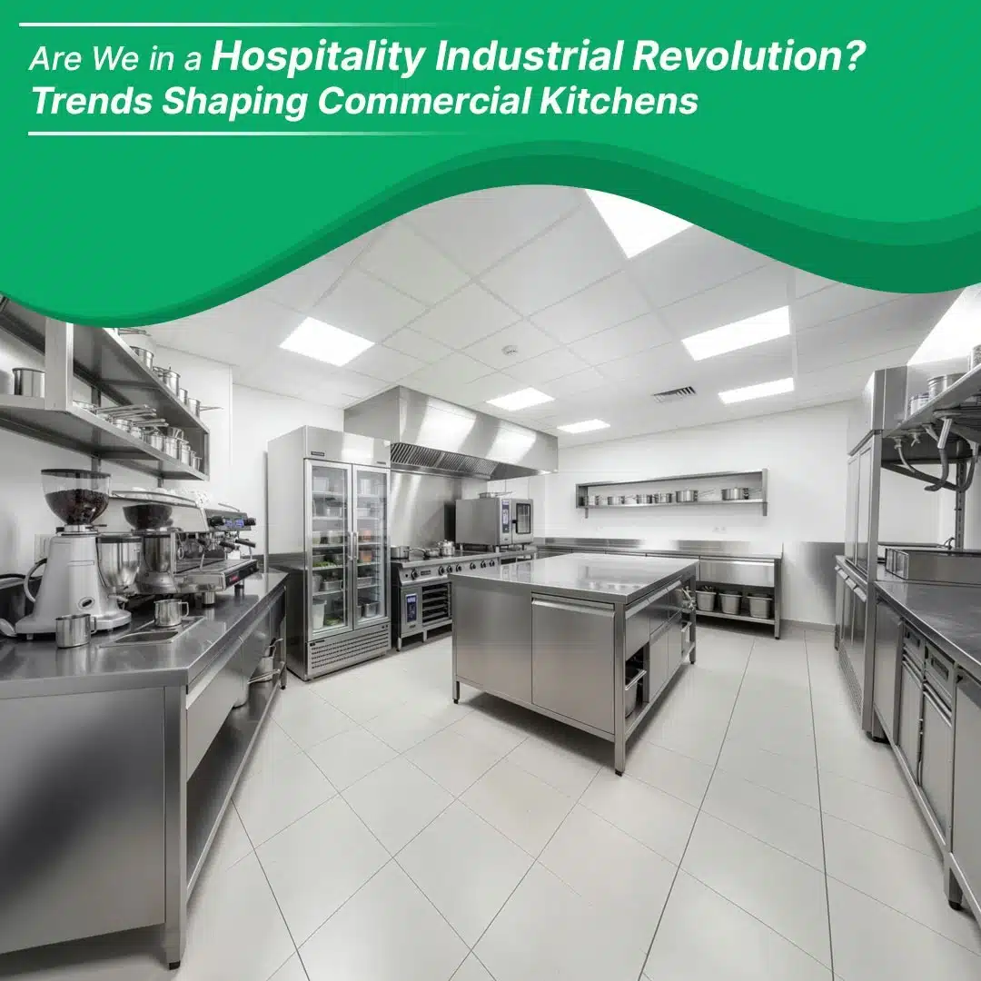 Commercial kitchen design in the UK featuring modern stainless steel equipment, professional workstations, refrigeration units and efficient kitchen installation.